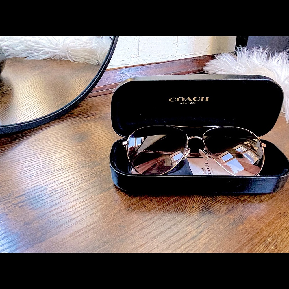 Ryan Jeweled Pilot Shiny Rose Gold Coach Sunglasses